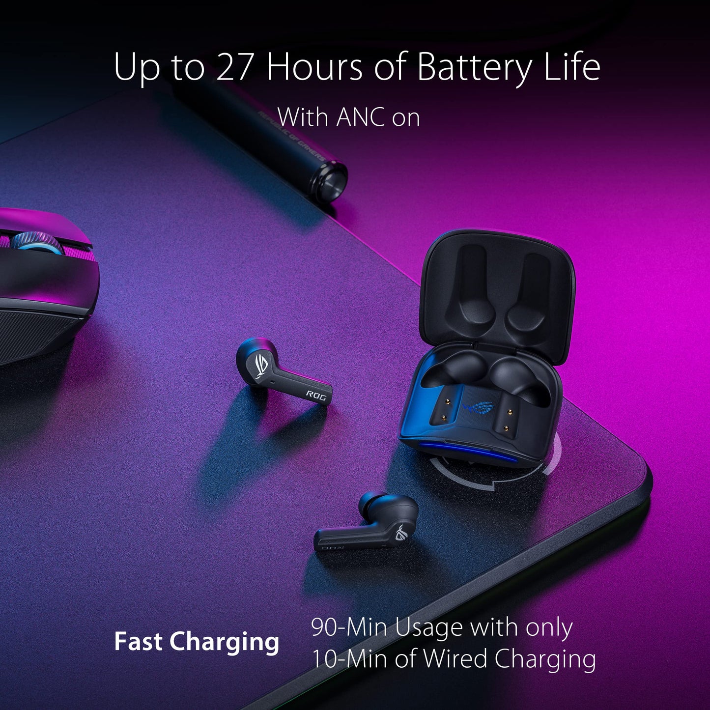 ASUS ROG Cetra True Wireless In-Ear-Gaming-Kopfhörer mit ANC, Schwarz