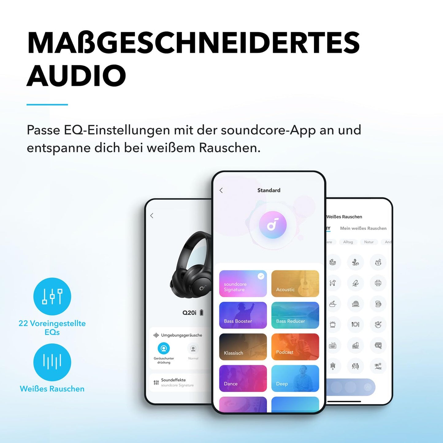 Soundcore Q20i Kabellose Over-Ear-Kopfhörer mit Hybrid ANC, 40h Akku, Hi-Res Audio, Schwarz