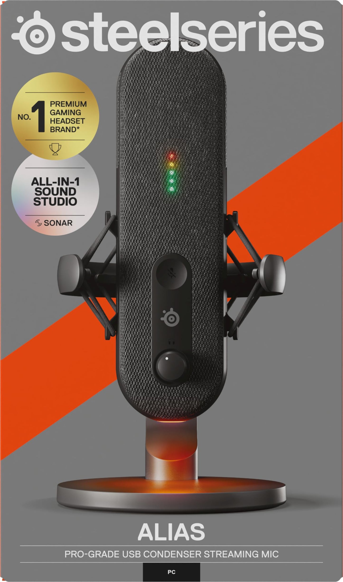 SteelSeries Alias USB Gaming- & Streaming-Mikrofon mit KI-Geräuschunterdrückung