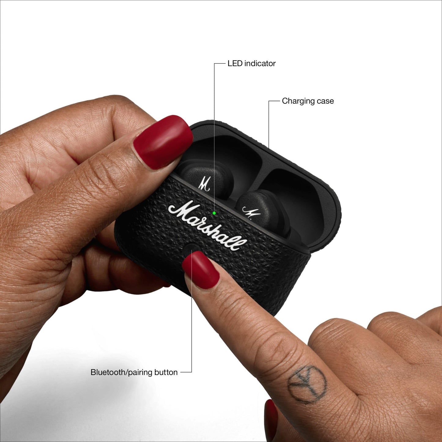 Marshall Motif II ANC True Wireless Bluetooth-Kopfhörer mit aktiver Geräuschunterdrückung, Schwarz